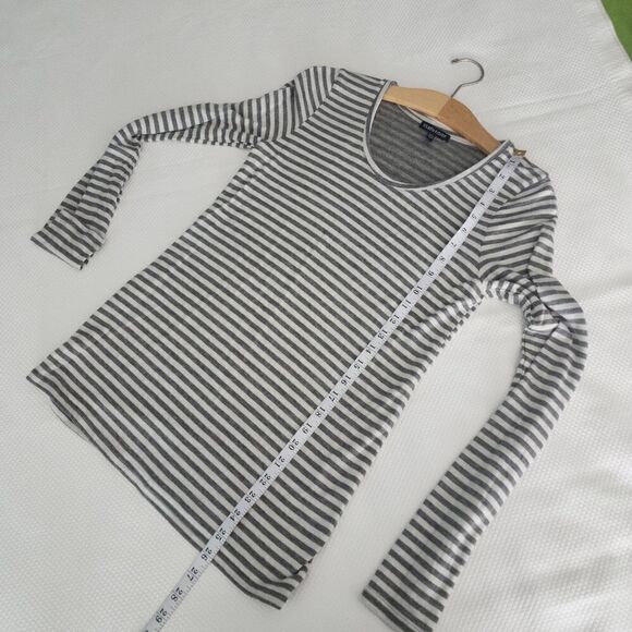 Eileen Fisher micromodal and cashmere blend long sleeve stripe layer blouse - Picture 10 of 11